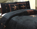 Grand Linen 7 Piece Western Decor Lodge Oversize King (110'X96') Comforter Set Black/Dark Brown - Embroidered Lone Star Barbed Wire Micro Suede Bedding