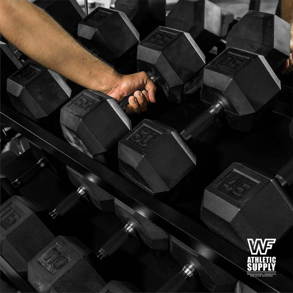 WF Athletic Supply 200Lb Dumbbell Set, 10-30Lb Dumbbell Set with Two-Tier Storage Rack for Muscle Toning, Strength Building & Weight Loss - Multiple Choices Available