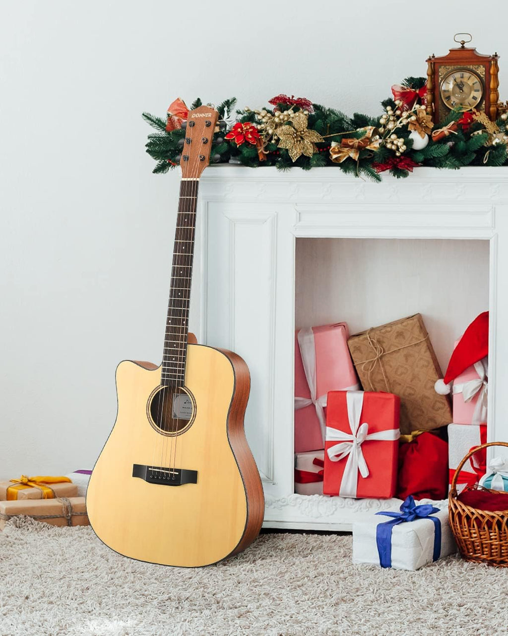 Donner Left Handed Acoustic Guitar Kit for Beginner Adult Full Size Cutaway Lefty Acustica Guitarra Bundle Set with Bag Strap Tuner Capo Pickguard String, 41 Inch, DAG-1CL
