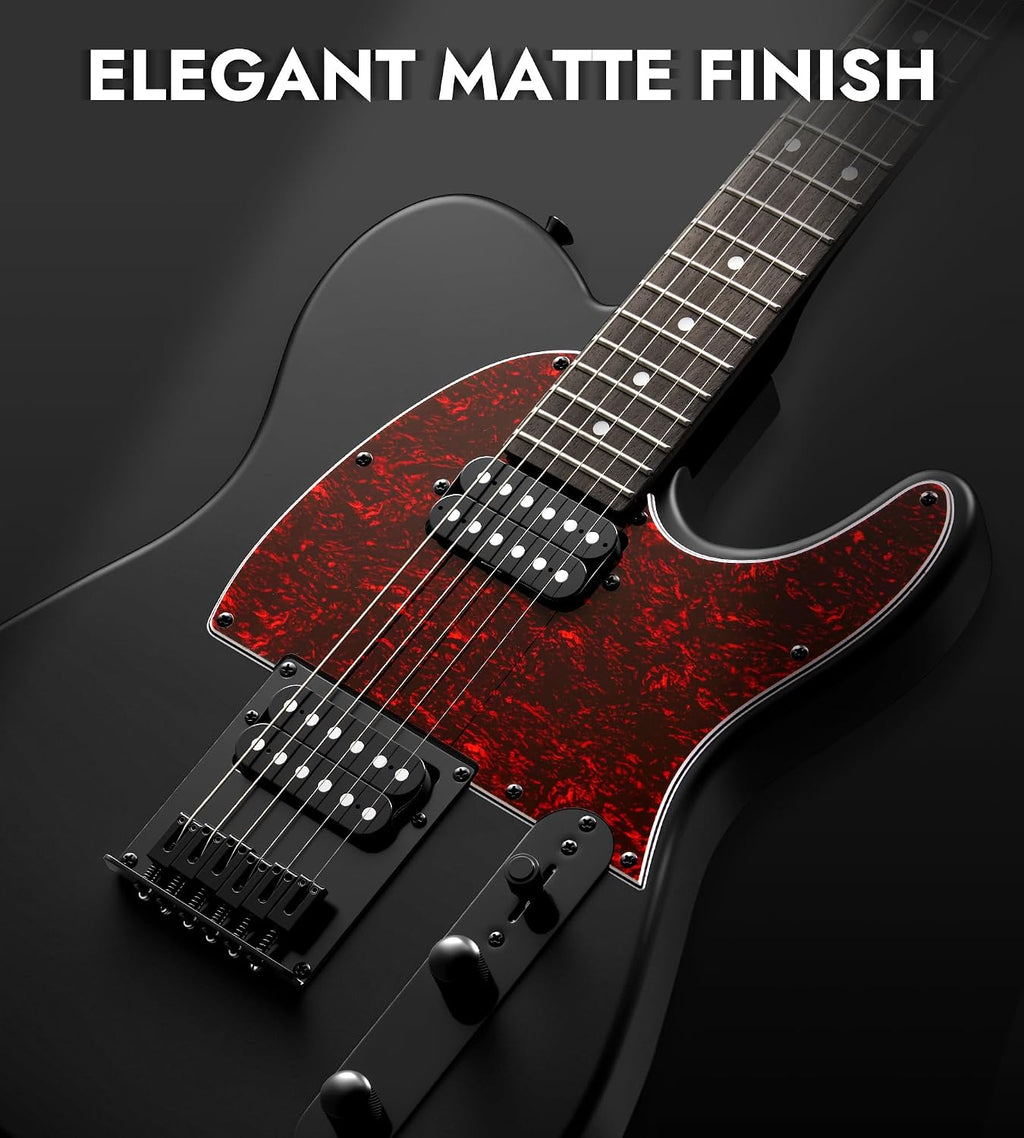 Tostar Electric Guitar: HH Humbuckers, Fixed Hardtail Bridge & Smoked Matte Finish, 3-Way Switch, 39' Solid Body Electric Guitar for Intermediate Players, Guitarra Eléctrica, Black-HH, Standard Series