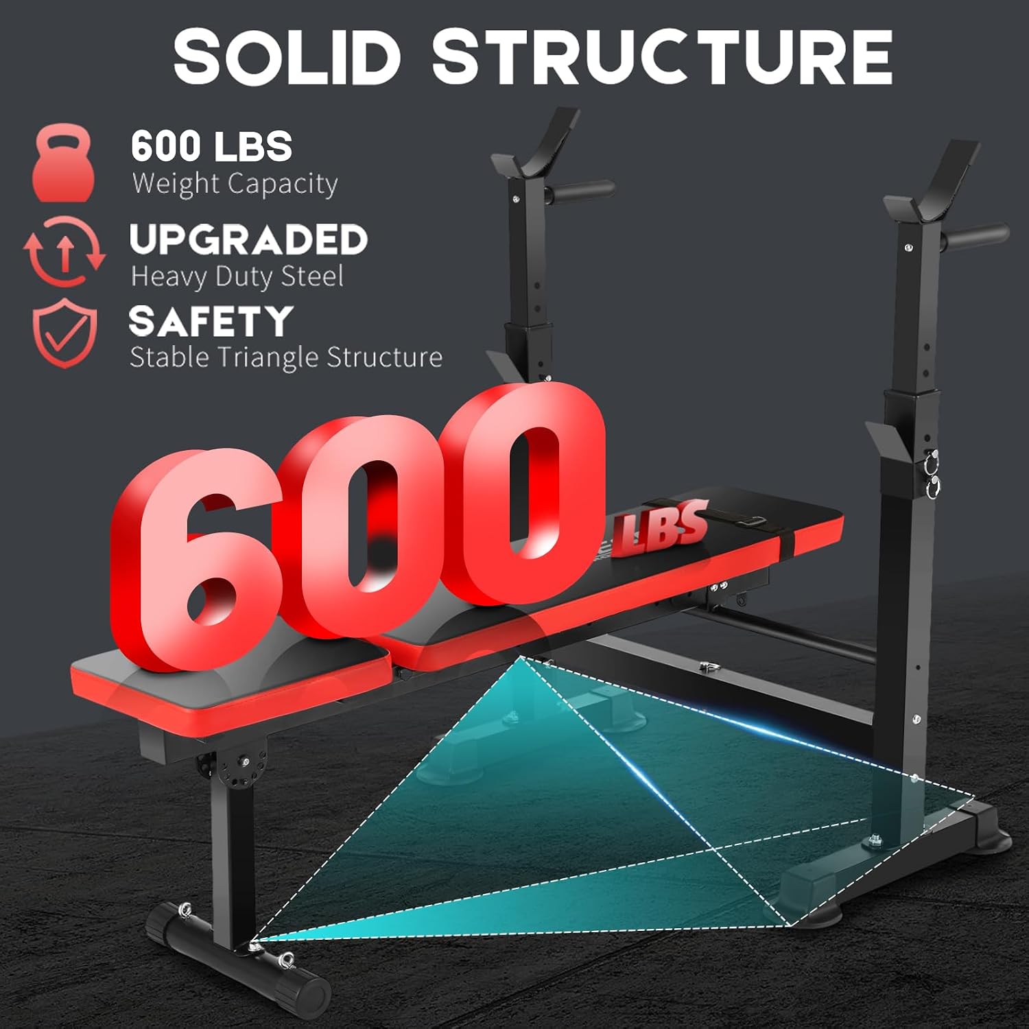 OPPSDECOR 900lbs 6 in 1 Weight Bench Set with Squat Rack, Workout Bench with Leg Extension Preacher Curl Rack Multi-Function Bench Press Set for Home Gym, ZWX1113 New Version Weight Bench