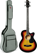 Best Choice Products Acoustic Electric Bass Guitar, Full Size 4 String, Fretted Bass Guitar w/Padded Gig Bag - Vintage Sunburst