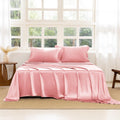 THXSILK Silk Sheet Set 4 Pcs, King Size Sheet Set, 22 Momme 7A+ Silk Sheets, Soft and Breathable Bed Sheets with 1 Flat Sheet, 1 Fitted Sheet, 2 Pillow Shams, Charming Pink