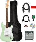 Fender Squier Sonic Stratocaster Pack - Surf Green Bundle with Frontman 10G Amp, Gig Bag, Cable, Strap, Tuner, Picks, and Austin Bazaar Guitar DVD