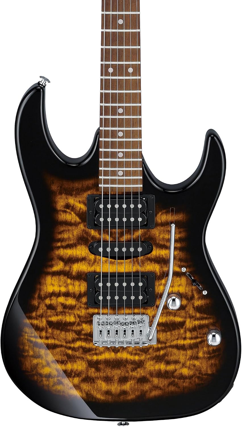 Ibanez GRX70QA RG Gio Electric Guitar - Sunburst Bundle with Amp, Gig Bag, Tuner, Cable, Picks, Austin Bazaar Instructional DVD, and Polishing Cloth