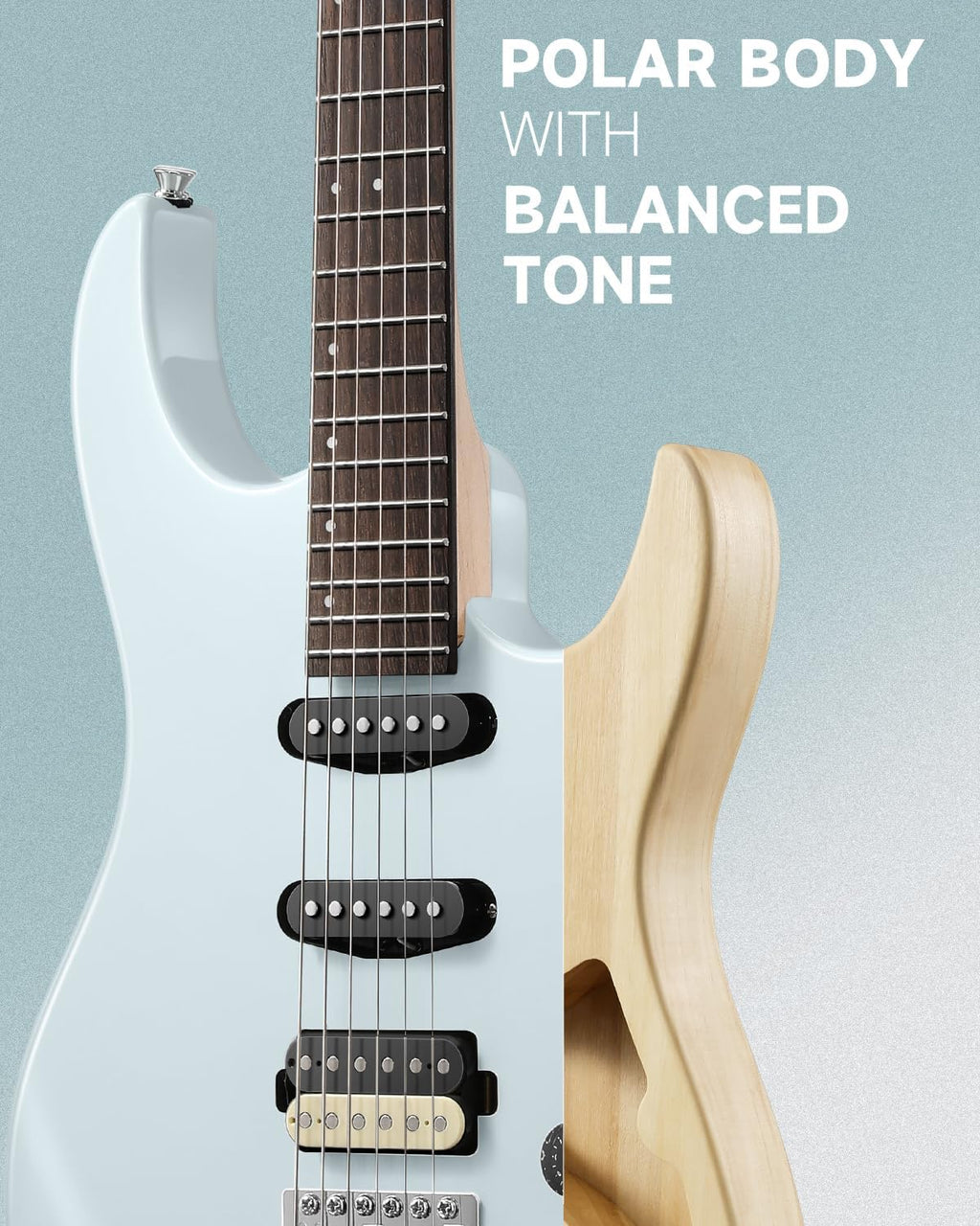 Donner DMT-66 Solid Body Electric Guitar Kit for Beginners, Full Size 39 Inch Electric Guitar with HSS Pickups, Poplar Body, Maple Neck, Starter Guitar with Gig Bag, Strap, Whammy Bar, Wrench, Gray