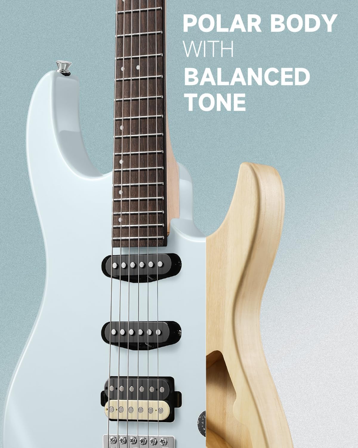 Donner DMT-66 Solid Body Electric Guitar Kit for Beginners, Full Size 39 Inch Electric Guitar with HSS Pickups, Poplar Body, Maple Neck, Starter Guitar with Gig Bag, Strap, Whammy Bar, Wrench, Gray