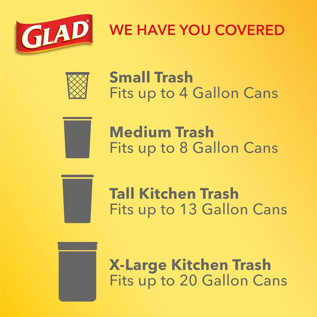 Glad Medium Trash Bags, 8 Gallon, Febreze Fresh Clean Garbage Bags, With Odor Control and Drawstring, 80 Count (Pack of 12)