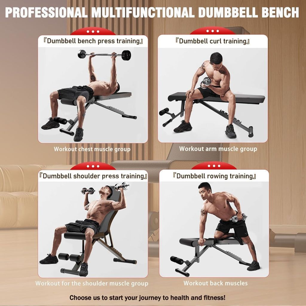 2026 ALSO GO New Adjustable Weight Bench, Workout Benches with Leg Extension, Foldable Incline Decline Bench Press, Roman Chair, Full Body Strength Training Equipment for Home Gym