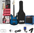 LyxPro 30 Inch Electric Guitar and Starter Kit for Kids with 3/4 Size Beginner's Guitar, Amp, Six Strings, Two Picks, Shoulder Strap, Digital Clip On Tuner, Guitar Cable and Soft Case Gig Bag - Blue