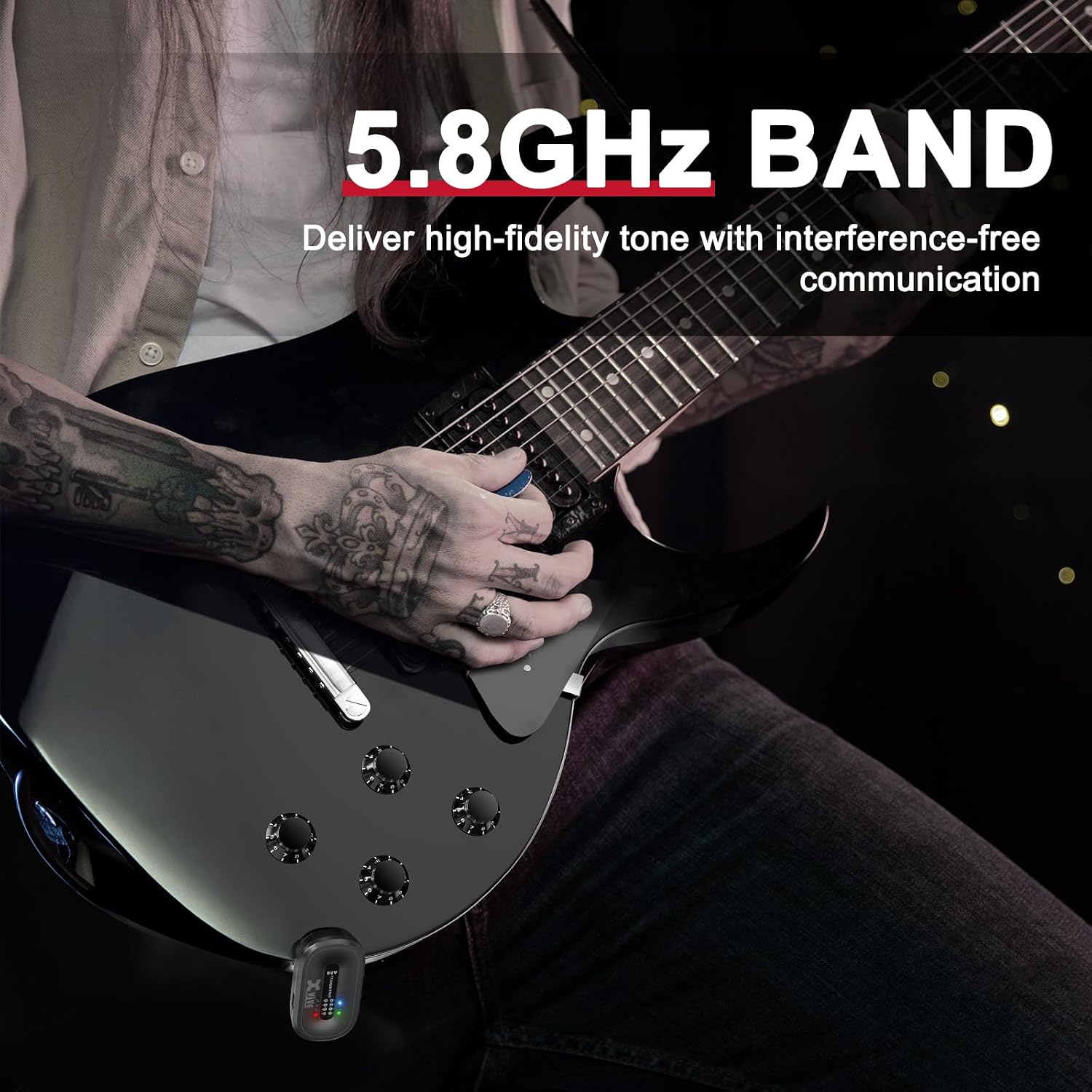 Xvive A58 Wireless Guitar System with 5.8GHz Transmitter and Receiver (Sunburst)