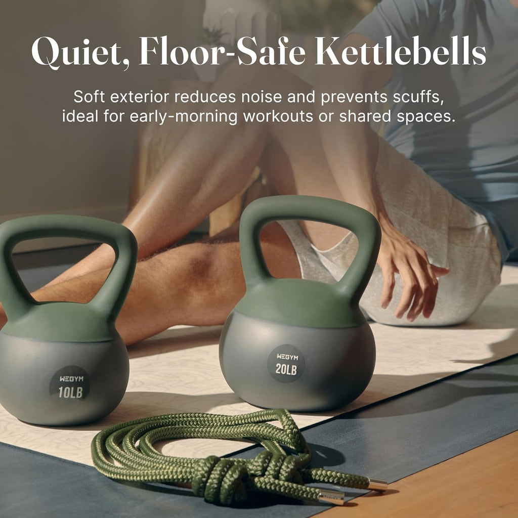 WeGym Soft Kettlebells with Cushioned Impact-Resistant Base and Anti-Slip, Wide-Grip Handle for Home Workouts, Weightlifting, and Full Body Strength Training