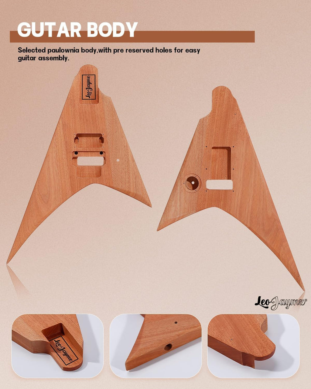 Leo Jaymz DIY Electric Guitar Kits in AL Style - Mahogany Body and Neck - Laurel Wood Fingerboard and All Components Included (AL)