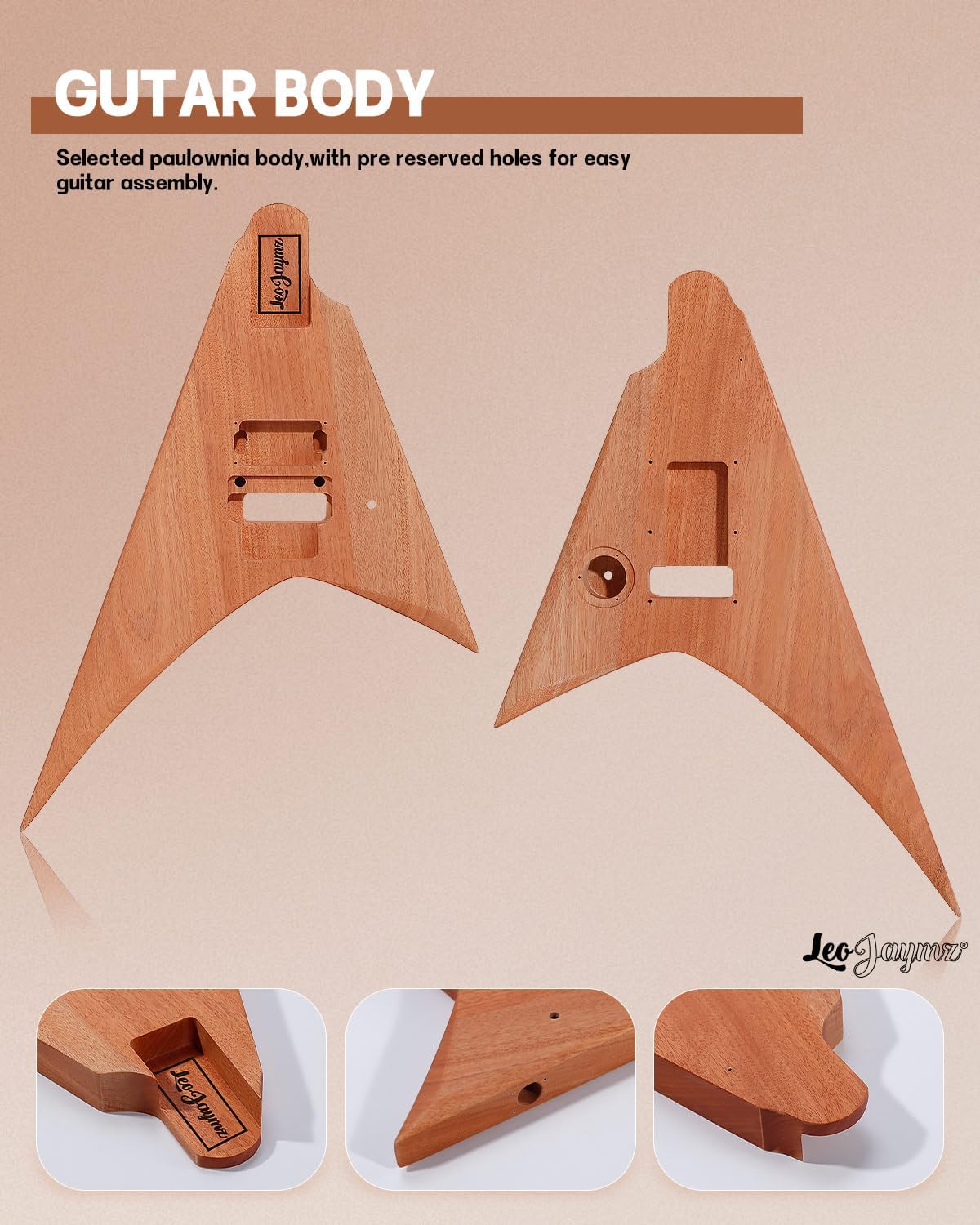 Leo Jaymz DIY Electric Guitar Kits in AL Style - Mahogany Body and Neck - Laurel Wood Fingerboard and All Components Included (AL)