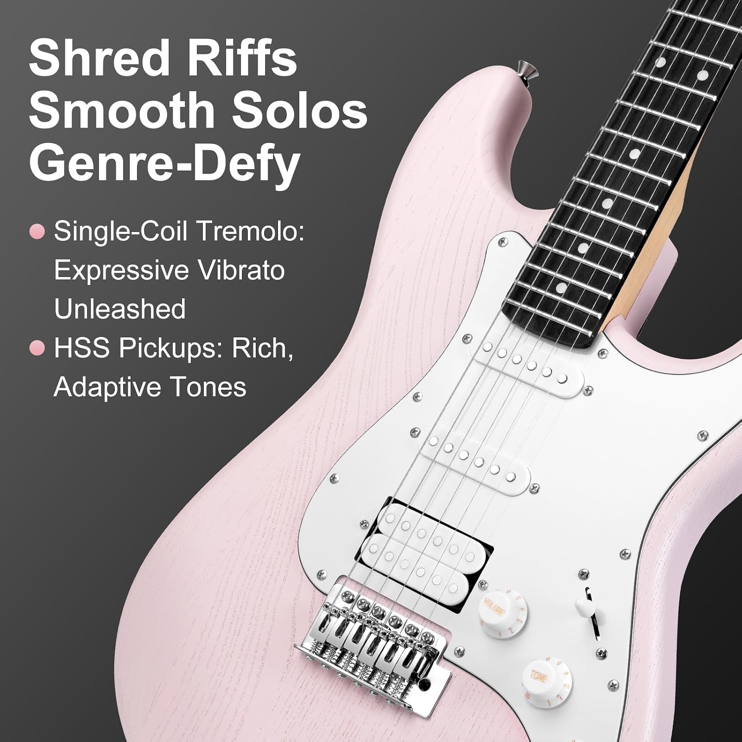 Mosen 39 Inch Electric Guitar with HSS Pickups & Single-Coil Tremolo System - with 5W Amp, Techwood Fingerboard, C-Shaped Satin Neck, All Accessories Included Gig Bag, Tuner, String, Capo, Strap