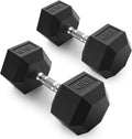 Rubber Encased Hex Dumbbell, Hand Weights with Anti-Slip Cast Iron Grip for Exercise & Fitness, Weights Dumbbells Set of 2 for Strength Training