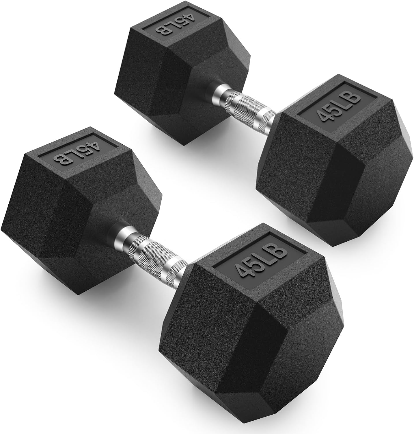 Rubber Encased Hex Dumbbell, Hand Weights with Anti-Slip Cast Iron Grip for Exercise & Fitness, Weights Dumbbells Set of 2 for Strength Training