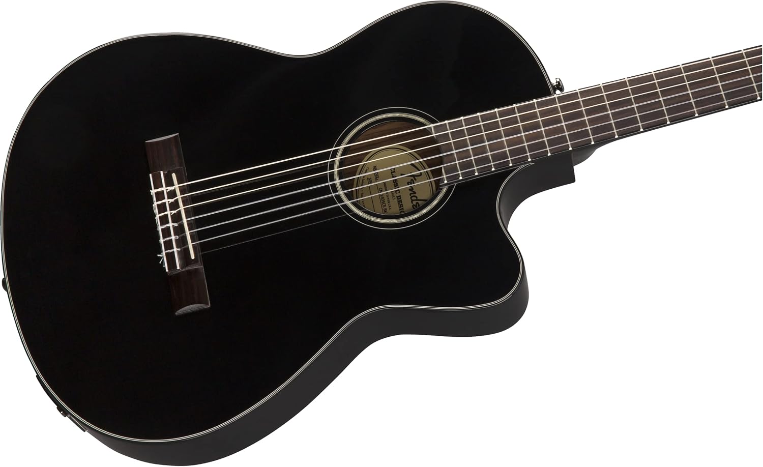 Fender CN-140SCE Thinline Concert Nylon String Acoustic Guitar, with 2-Year Warranty, Black, with Case