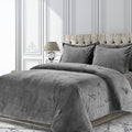 Velvet Comforter Set Twin XL 3 Piece (Comforter + 2 Pillowcases) Dark Gray 600 GSM