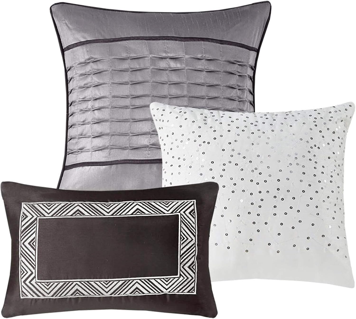 Madison Park King Quilt Set Lustrous Jacquard & Glitter Accent Coverlet Set - All Season, Lightweight Quilt Set, Shams, Decorative Pillow, King/Cal King Chevron Grey/Taupe