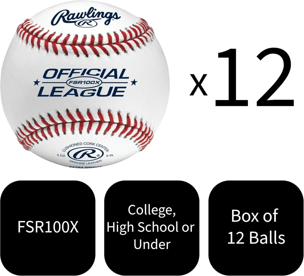Rawlings | FLAT SEAM Official League Practice Baseballs | FSR100X | 12 Count