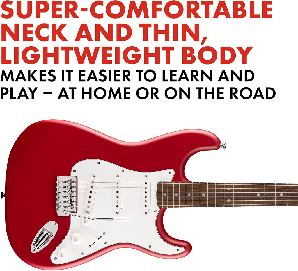 Fender Squier Debut Series Stratocaster Electric Guitar, Beginner Guitar, with 2-Year Warranty, Includes Free Lessons, Dakota Red with Matte Finish