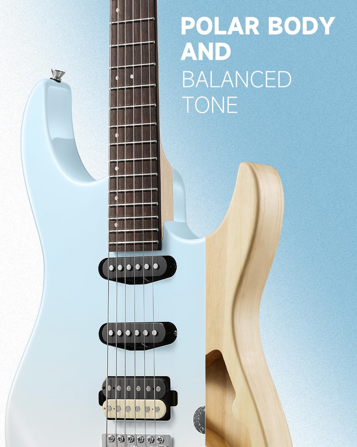 Donner DMT-66 Solid Body Electric Guitar Kit for Beginners, Full Size 39' Electric Guitar with HSS Pickups, Poplar Body, Maple Neck, Starter Guitar with Gig Bag, Strap, Whammy Bar Arm, Gradient Blue