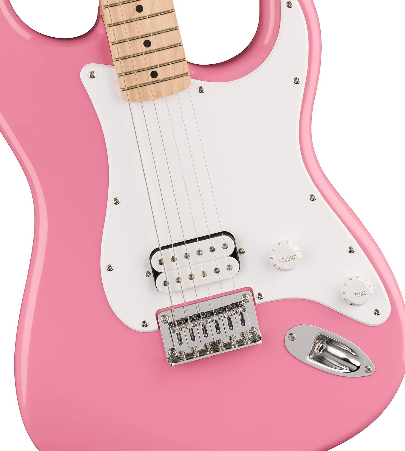Fender Squier Sonic Stratocaster HT H - Flash Pink Bundle with Frontman 10G Amp, Tuner, Strap, Cable, Picks, and Austin Bazaar Guitar DVD