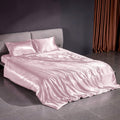 THXSILK 100% Silk Sheet Set, 22 Momme 7A+ Silk 4 Pieces Sheet Set, Soft Breathable, Luxury Bedding (1 Duvet Cover, 1 Fitted Sheet, 2 Pillow Shams), King, Charming Pink