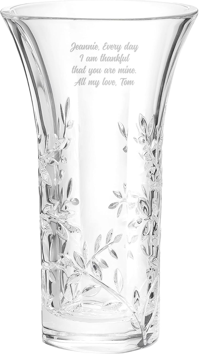 Things Remembered Vera Wang Engraved Crystal Leaf Vase (Free Customization)