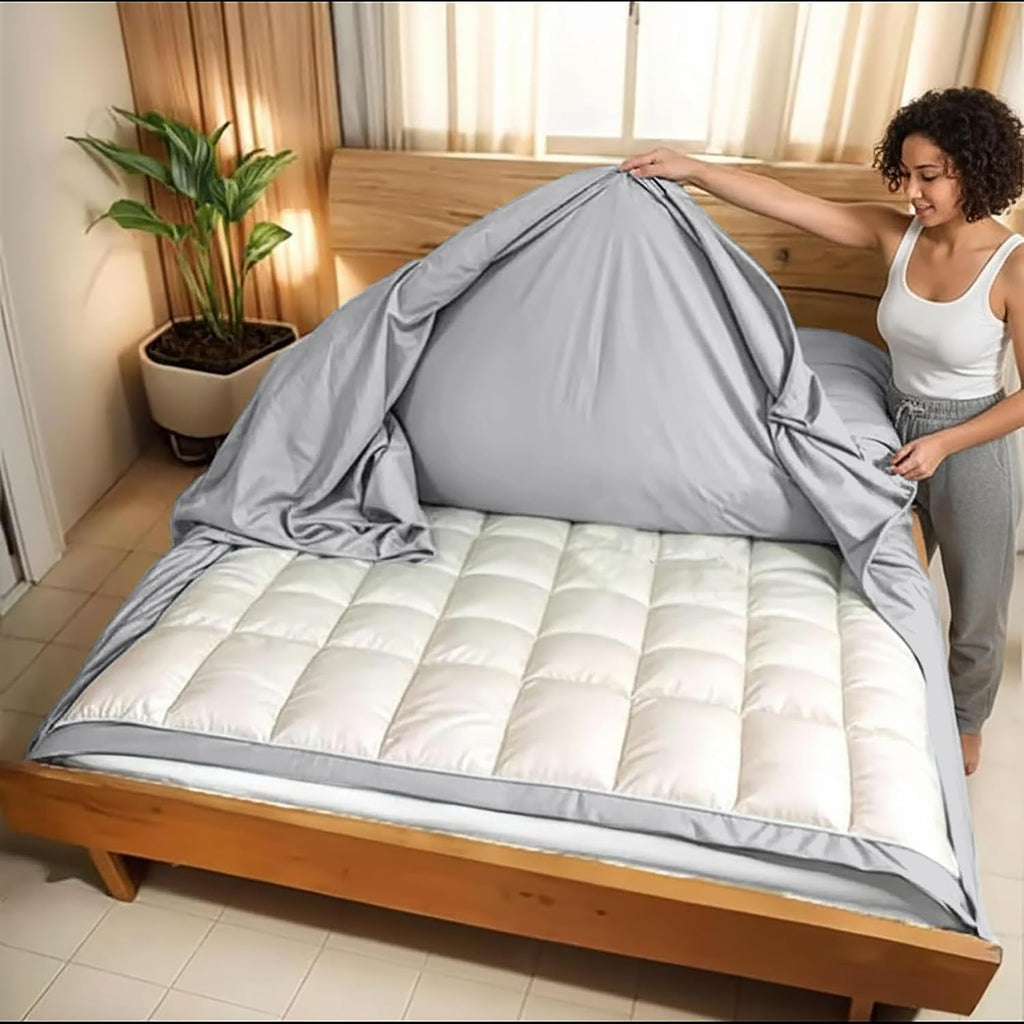 3 Side Zipper Duvet Cover Set Alaskan King 120 X 132-3 PCS Duvet Cover Set with 3 Sided Zipper Closure, Alaskan King Duvet Cover (120'x132') & 2 Pillow Cases(20'x40'), Silver Grey