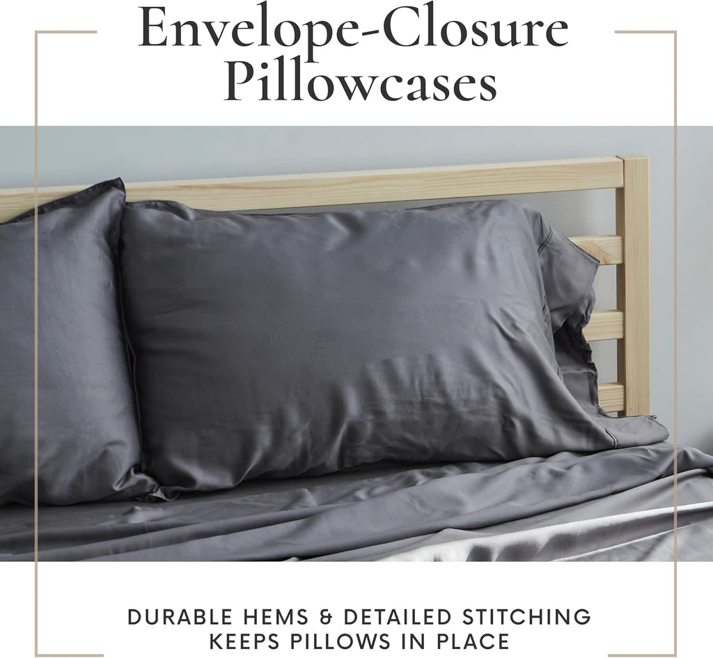 Bamboo Bay 6 Piece Full Size Sheet Set, 100% Viscose Made from Bamboo, Breathable, Ultra Soft Cooling Bed Sheets for Hot Sleepers, Beddings with Deep Pockets Fit 16' Mattress, Dark Grey