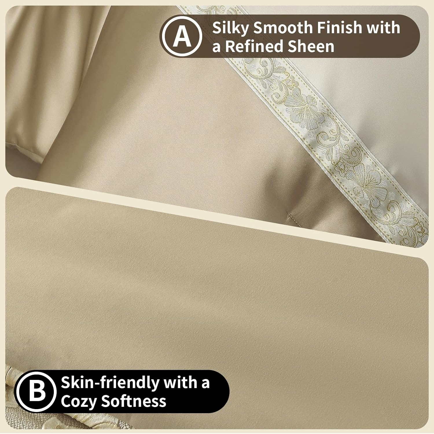 SahSahCasa 7-Piece Luxury California King Comforter Set, Cal King Comforter, Bed in a Bag California King, Jacquard Fluffy Comforter Bedding Set with Bedskirt, Pillows, Down-Alternative, Champagne