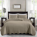 MOONLIGHT20015 8 Pack Quilt King Size Bedding (106' x 96') - Bulk Wholesale for Hotels, Guest Bedroom & Airbnbs - Lightweight Microfiber Reversible Embossed Quilts Bedspread (Beige)