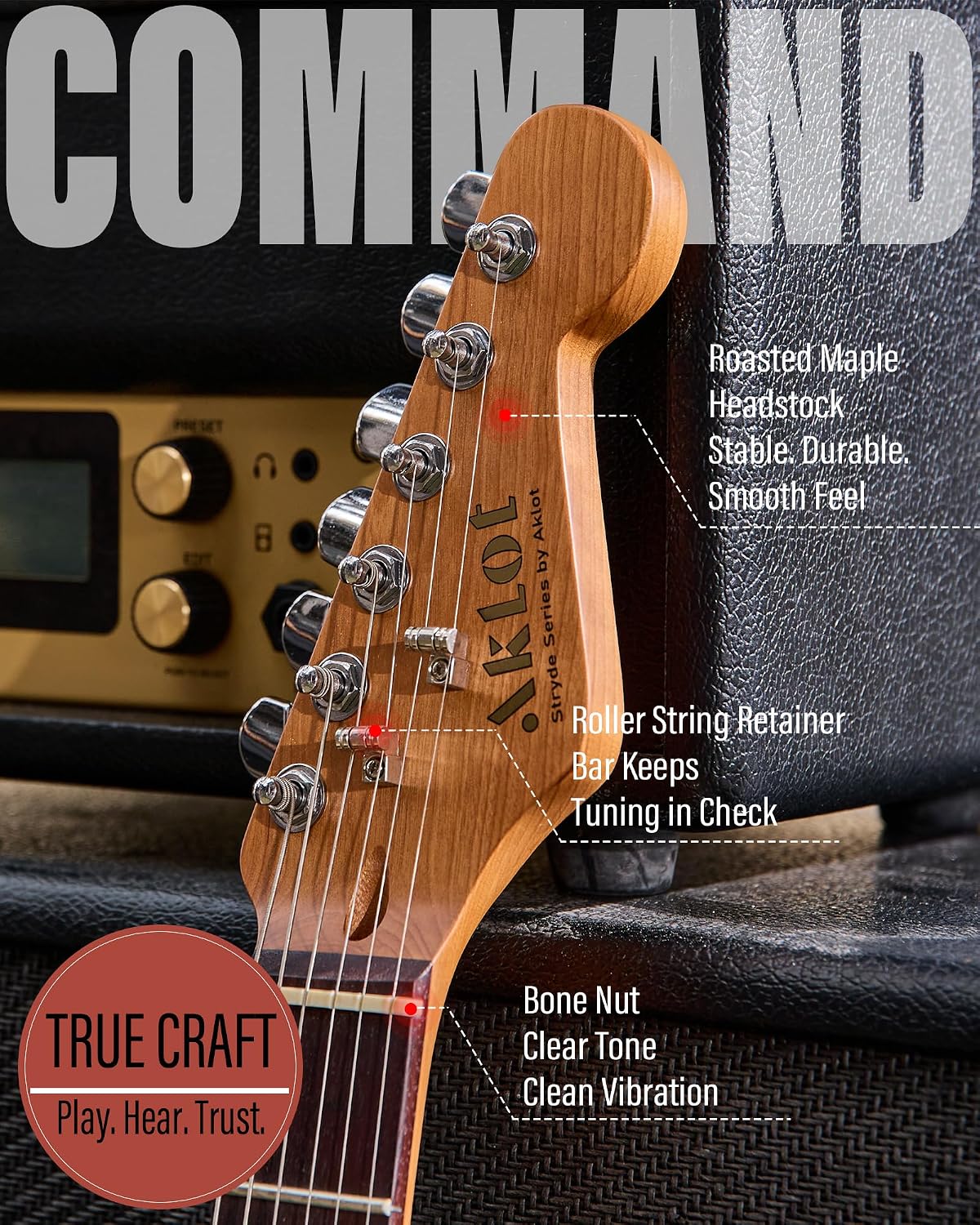 AKLOT Beginner Electric Guitar Kit: 10W Amp, Coil-Split HSS Pickups, Lesson Book, Roasted Maple Neck, Gig Bag, Tuner, Strap, Picks, Stryde Inferno Burst