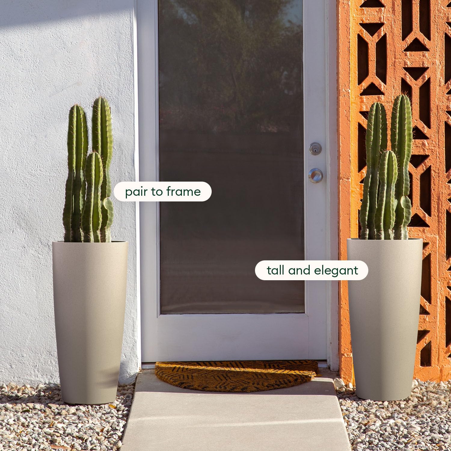 Veradek Mason Series Vega Planter - Round Tall Planter for Indoor or Outdoor Porch/Patio | Made from Plastic-Stone Composite with Drainage Holes | Modern Décor for, Flowers, Interior Plants