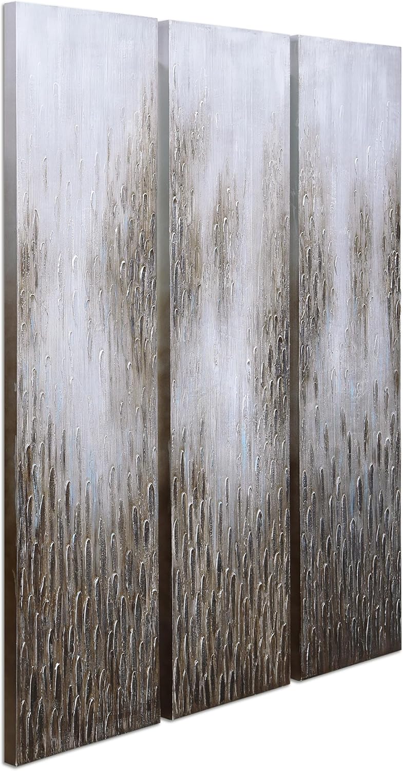 Empire Art Direct Abstract Wall Art Textured Hand Painted Canvas by Martin Edwards, Triptych, 72' x 18' each, Dreamy Field