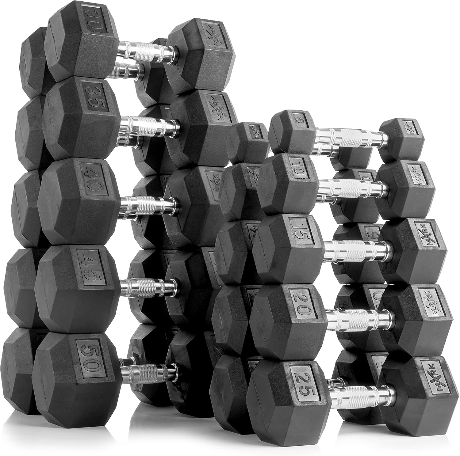 XMark Weights Dumbbells Set, 5 lb to 50 lb Dumbbell Pairs with Weight Storage Rack, Option of Dumbbell Rack Stand Only