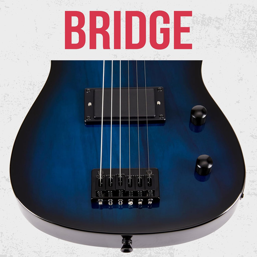LyxPro CS 30' Electric Guitar Kit for Beginner, Intermediate & Pro Players with Guitar, Amp Cable, 6 Picks & Learner's Guide | Solid Wood Body, Volume/Tone Controls, 5-Way Pickup - Blue