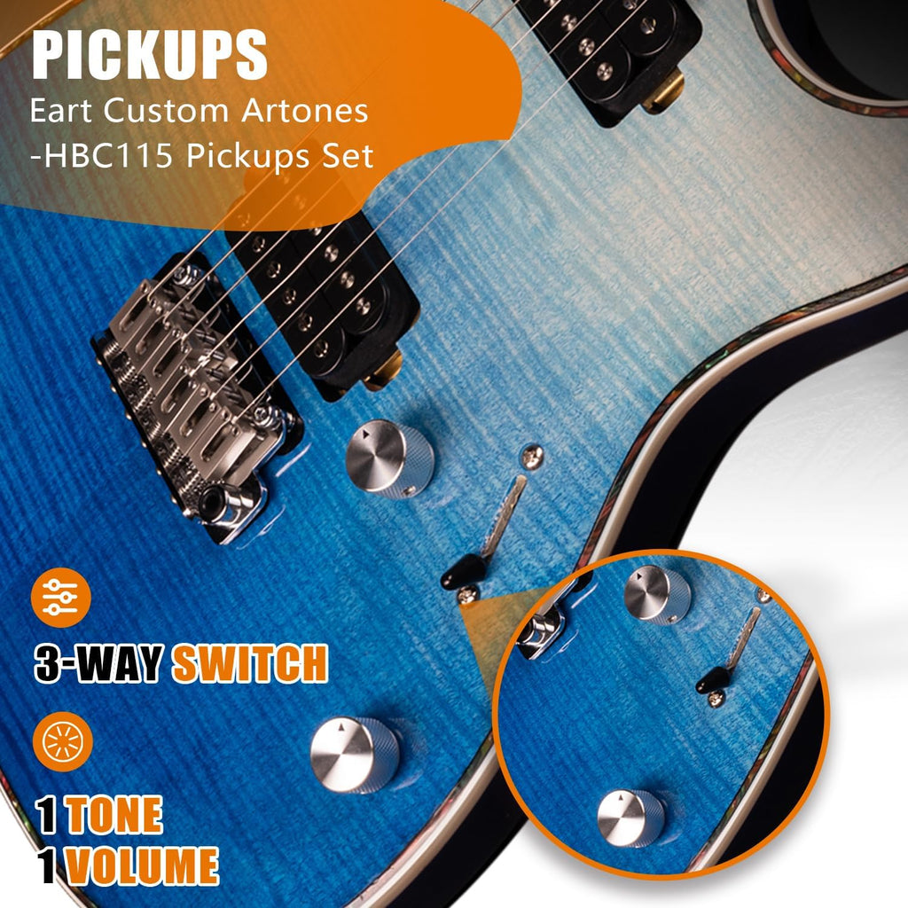 EART EYP-Elite Soild Body Electric Guitar with Roasted Mahogany Custom Artones-HBC115 Pickups NK-Arch-Top Body