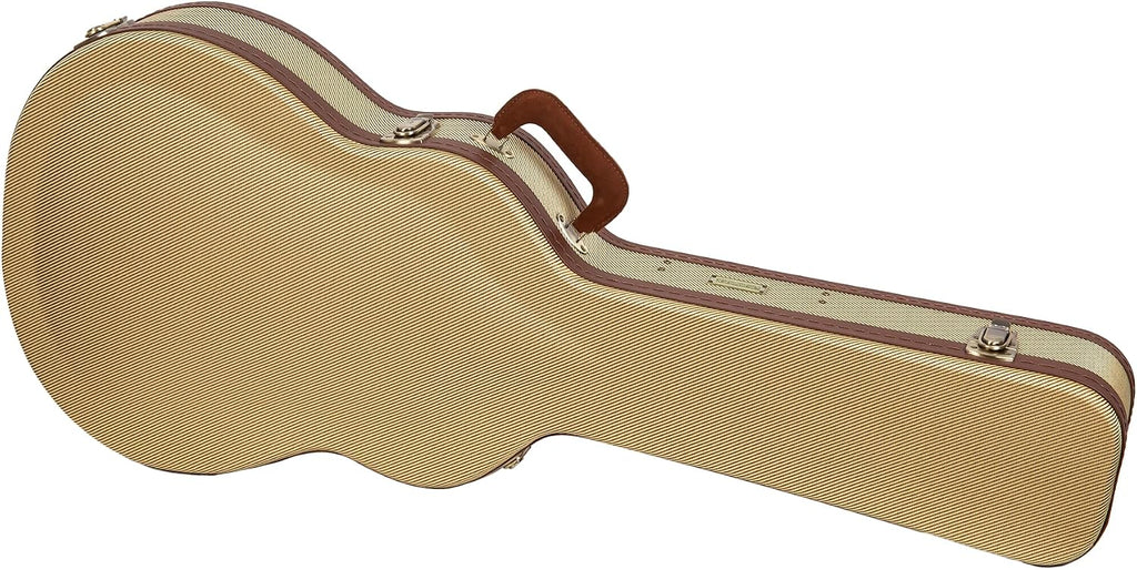 Crossrock Master Series 335 Style 6-String Semi-Hollow Electric Guitar Case | Classic Fabric Tweed Exterior, Re-Engineered Wooden Shell, Leather Handle & Deep Red Velvet Interior(CRW720SAFT)