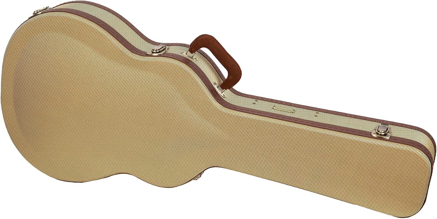 Crossrock Master Series 335 Style 6-String Semi-Hollow Electric Guitar Case | Classic Fabric Tweed Exterior, Re-Engineered Wooden Shell, Leather Handle & Deep Red Velvet Interior(CRW720SAFT)
