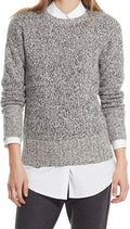Theory Wyndrelle Marled Crewneck Wool-Blend Sweater, Grey Marl (Small)