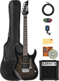 Ibanez GRX70QA RG Gio Electric Guitar - Transparent Black Sunburst Bundle with Amp, Gig Bag, Tuner, Instrument Cable, Picks, Austin Bazaar Instructional DVD, and Polishing Cloth