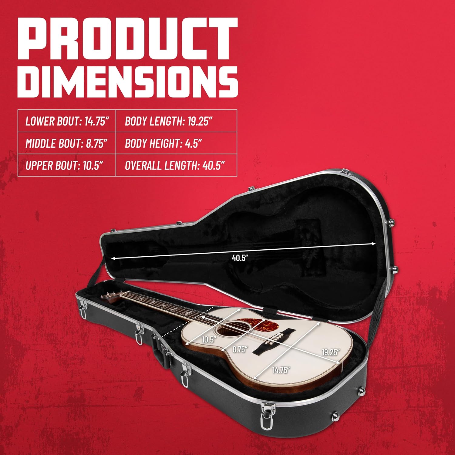 Gator Cases Lightweight ABS Molded Hardshell Case for Parlor Style Guitars, (GC-PARLOR)