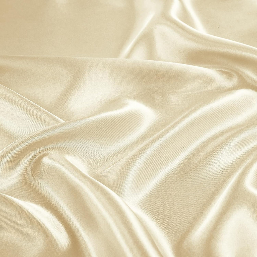 16 Momme 100% Mulberry Silk Bedding Set Full XL Size 4-Piece Luxury (2 Pillowcases, 1 Fitted Sheet, 1 Flat Sheet) - 6A Grade Natural Silk Fits 22-25' Deep Pocket (Solid, Beige)