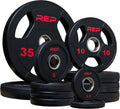 REP Fitness Rubber Coated Olympic Plates, Updated Design - Tri-Grip Olympic Barbell Weights – Sold in Pairs and Sets…