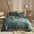 Ivellow Green Linen Duvet Cover King - 100% Pure French Flax Linen - Soft, Breathable, Natural - King Size Duvet Cover & 2 Pillow Shams