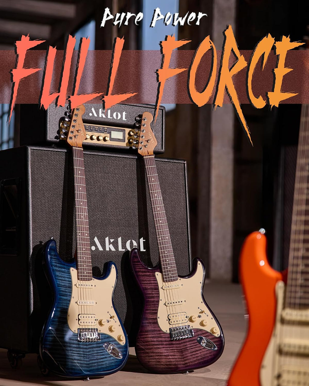 AKLOT Beginner Electric Guitar Kit: 10W Amp, Coil-Split HSS Pickups, Lesson Book, Roasted Maple Neck, Gig Bag, Tuner, Strap, Picks, Stryde Violet Venom