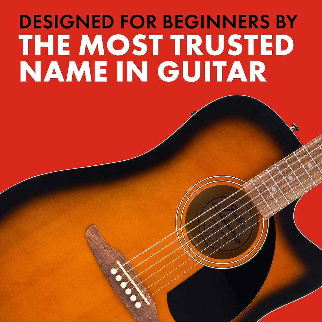 Fender California Debut Redondo CE Series Acoustic Guitar, Beginner Guitar, 2-Year Warranty, Includes Built-In Tuner, 2-Tone Sunburst